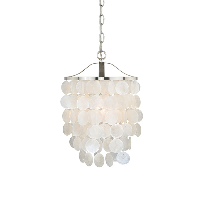 Nordic Shell Wind Chime Pendant Light - Elegant White Ceiling Light for Living Room
