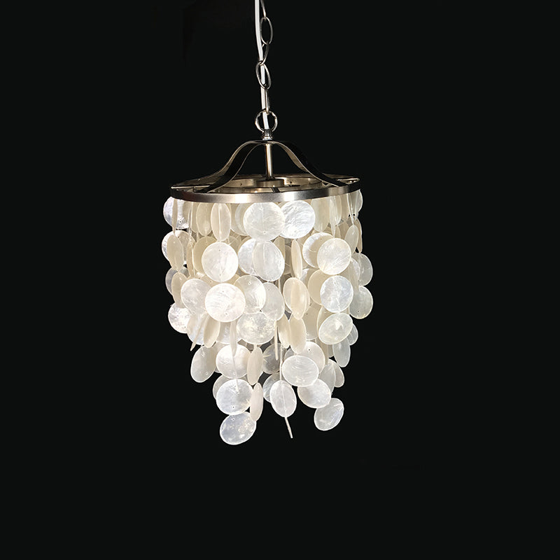 Nordic Shell Wind Chime Pendant Light - Elegant White Ceiling Light for Living Room