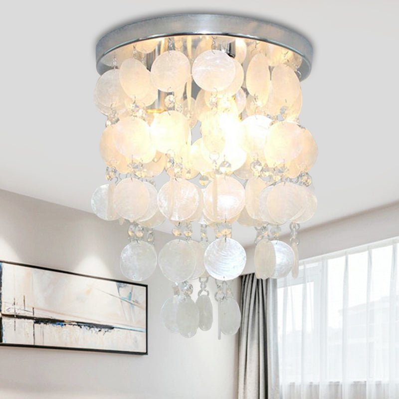 Nordic Shell White Wind Chime Pendant Chandelier - 1 Light Hanging Lamp, Multiple Sizes Available