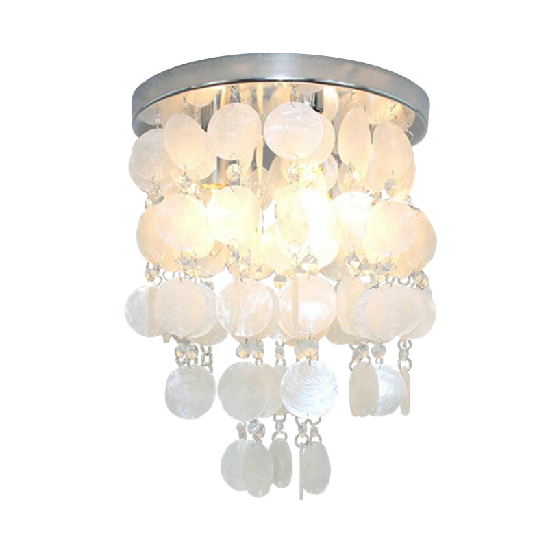 Nordic Shell White Wind Chime Pendant Chandelier - 1 Light Hanging Lamp, Multiple Sizes Available