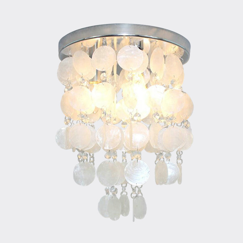 Nordic Shell White Wind Chime Pendant Chandelier - 1 Light Hanging Lamp, Multiple Sizes Available