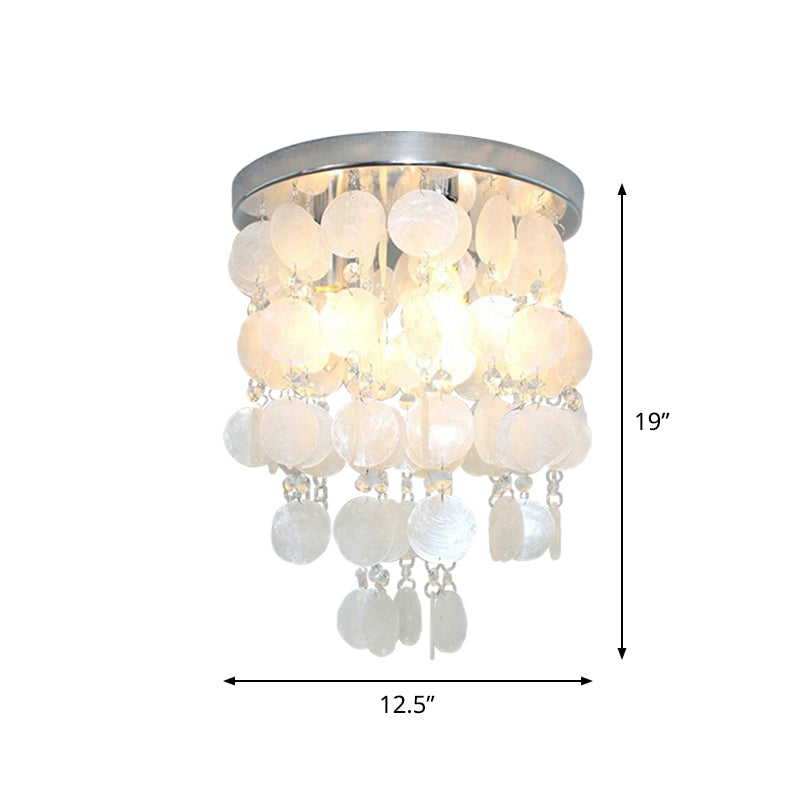 Nordic Shell White Wind Chime Pendant Chandelier - 1 Light Hanging Lamp, Multiple Sizes Available