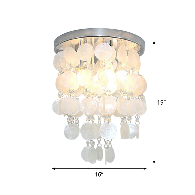 Nordic Shell White Wind Chime Pendant Chandelier - 1 Light Hanging Lamp, Multiple Sizes Available