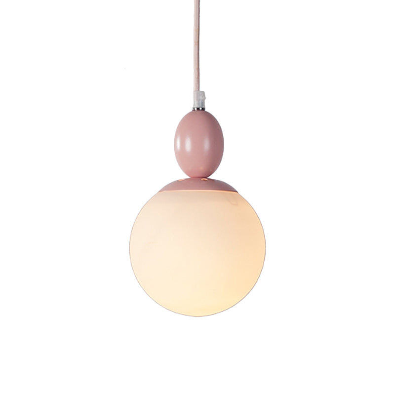 Pendulum White Glass Pendant Light: Post-Modern 1-Light Grey/Blue/Green Hanging Lamp