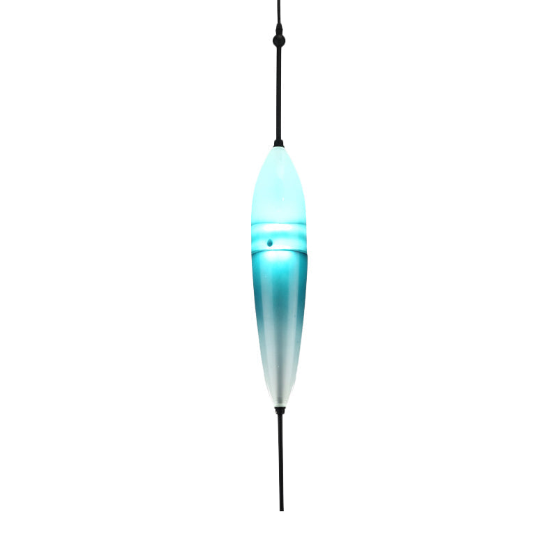Modern Teardrop Pendant Light in Blue with White/Warm Glass Shade