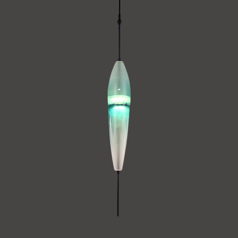 Modern Teardrop Pendant Light in Blue with White/Warm Glass Shade