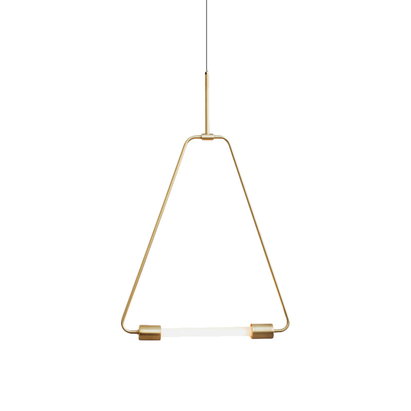 Modern Black/Gold Triangle Wire Frame Led Pendant Light For Foyer - Simple Style