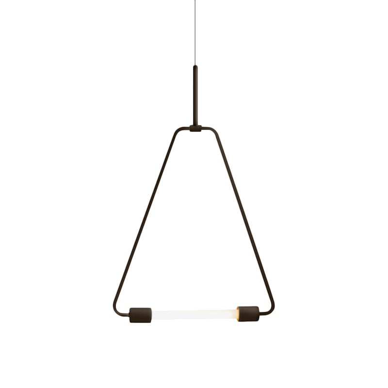Modern Black/Gold Triangle Wire Frame Led Pendant Light For Foyer - Simple Style