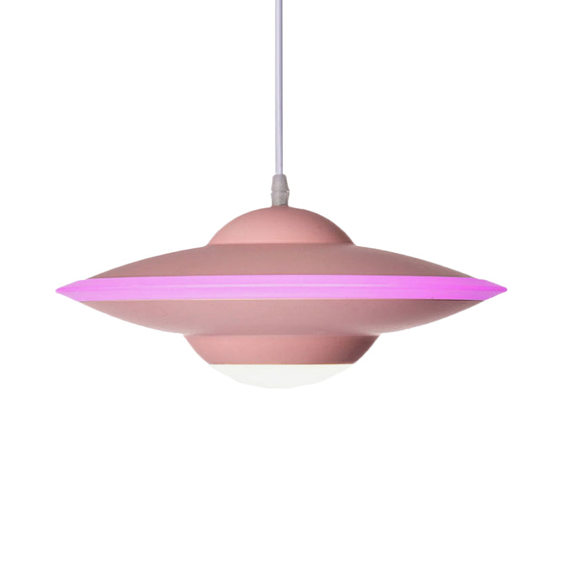 Macaron Style Metal Hanging Lamp - 12/16 W Led Black/White Warm/White Light Pendant Lighting For
