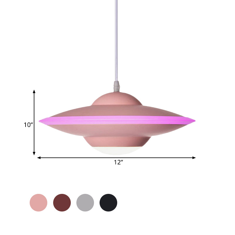 Macaron Style Metal Hanging Lamp - 12/16 W Led Black/White Warm/White Light Pendant Lighting For