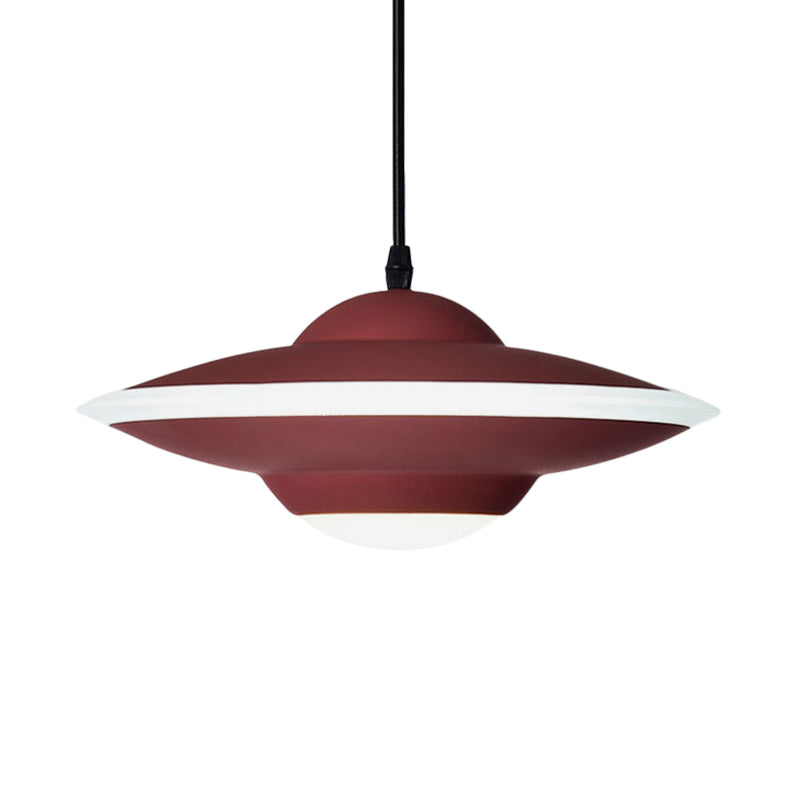 Flying Saucer LED Pendant Lamp in Macaron Style Metal - 12"/16" Diameter, Black or White with Warm/White Light - Ideal for Table Lighting