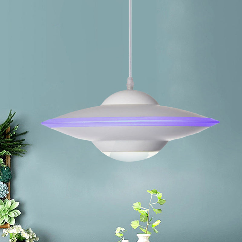 Macaron Style Metal Hanging Lamp - 12/16 W Led Black/White Warm/White Light Pendant Lighting For