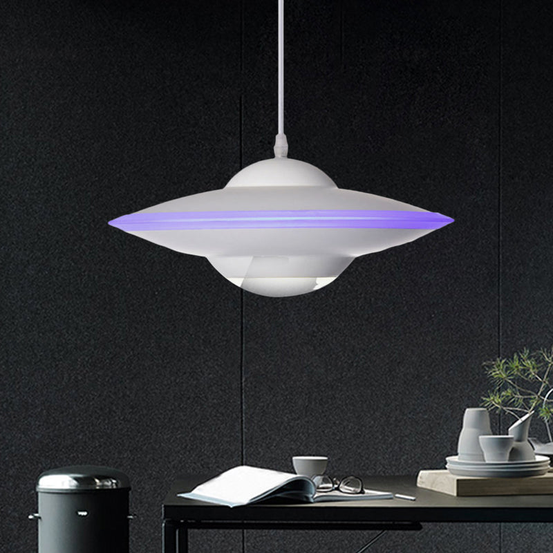 Macaron Style Metal Hanging Lamp - 12/16 W Led Black/White Warm/White Light Pendant Lighting For