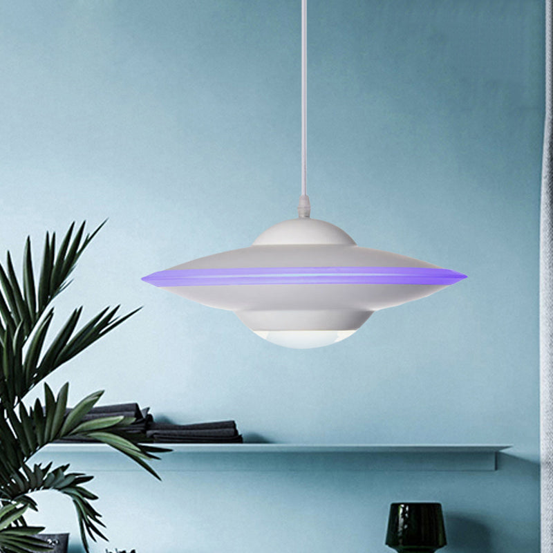 Macaron Style Metal Hanging Lamp - 12/16 W Led Black/White Warm/White Light Pendant Lighting For