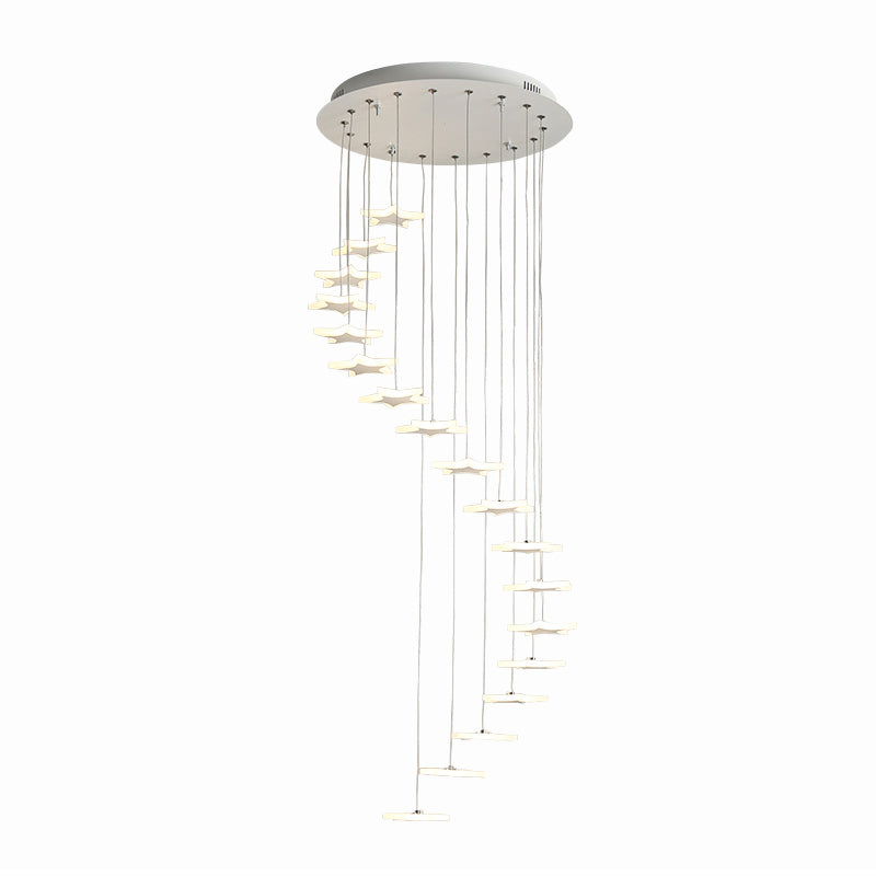 Contemporary LED Acrylic Spiral Hanging Star Lights - 8/12/18 Heads, Warm/White Light