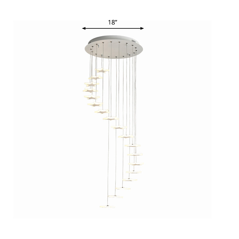 Contemporary LED Acrylic Spiral Hanging Star Lights - 8/12/18 Heads, Warm/White Light