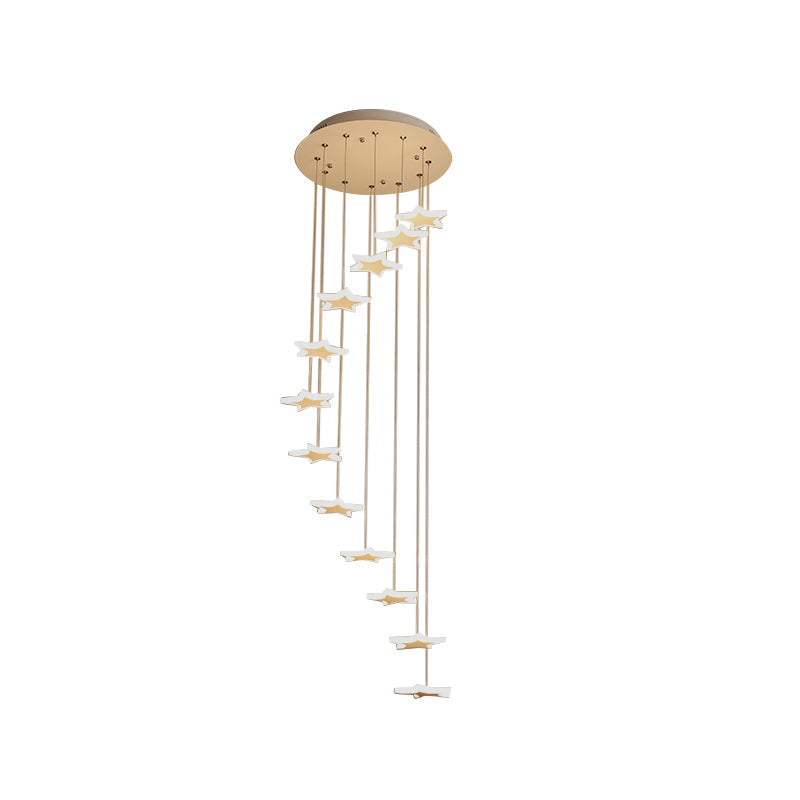 Contemporary LED Acrylic Spiral Hanging Star Lights - 8/12/18 Heads, Warm/White Light