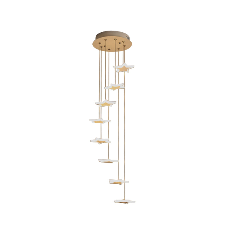Contemporary LED Acrylic Spiral Hanging Star Lights - 8/12/18 Heads, Warm/White Light