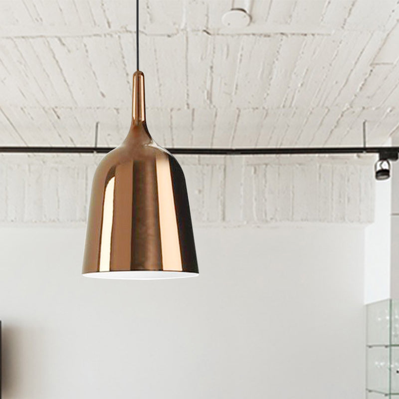 Modern Metal Bell Pendant Light - 6"/8"/10.5" Wide - 1 Light - Black/White/Chrome - Hanging Ceiling Lamp