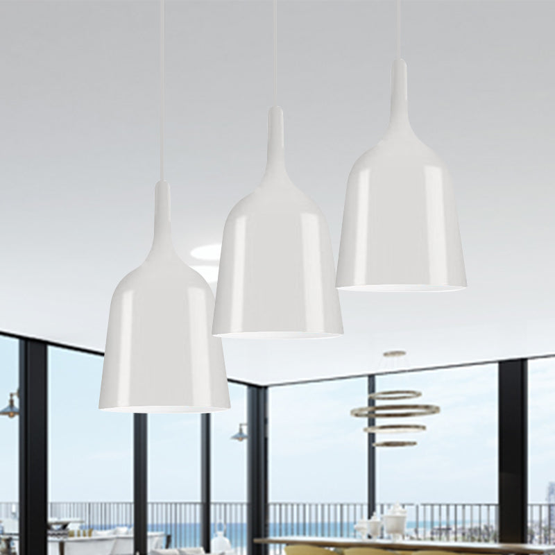 Modern Metal Bell Pendant Light - 6"/8"/10.5" Wide - 1 Light - Black/White/Chrome - Hanging Ceiling Lamp