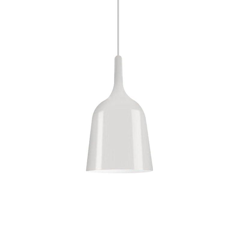 Modern Metal Bell Pendant Light - 6"/8"/10.5" Wide - 1 Light - Black/White/Chrome - Hanging Ceiling Lamp