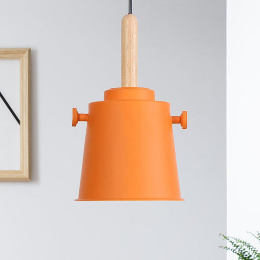 Sleek Adjustable Cord Single Light Pendant Lamp - Modern Metal and Wood Hanging Light