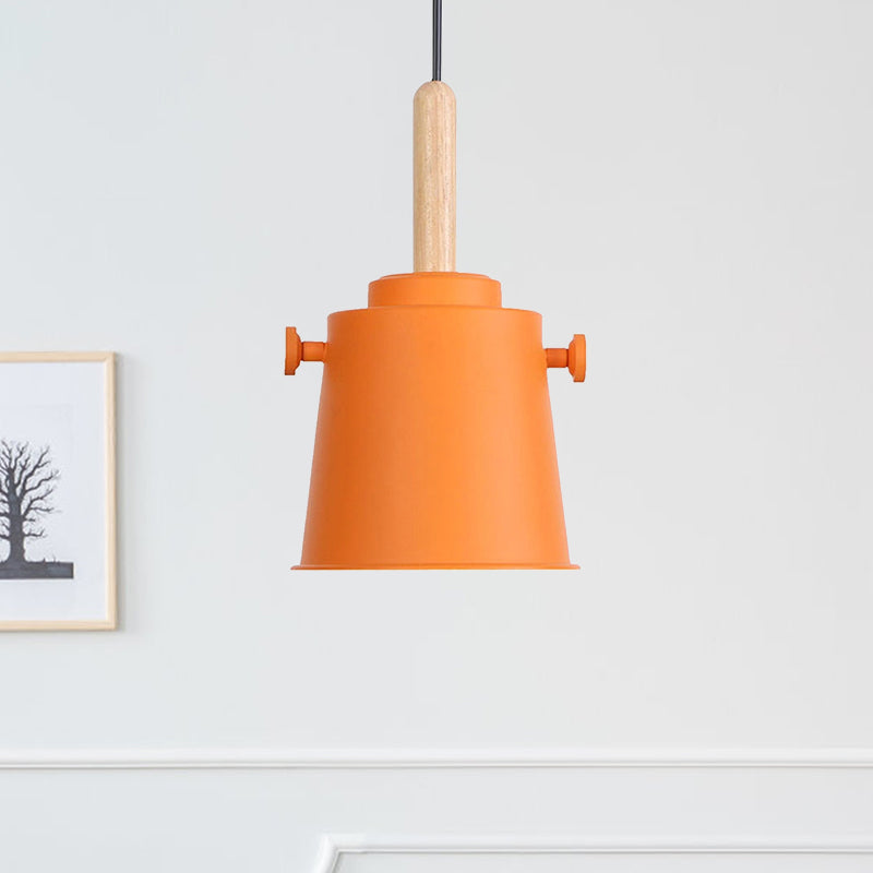 Sleek Adjustable Cord Single Light Pendant Lamp - Modern Metal and Wood Hanging Light