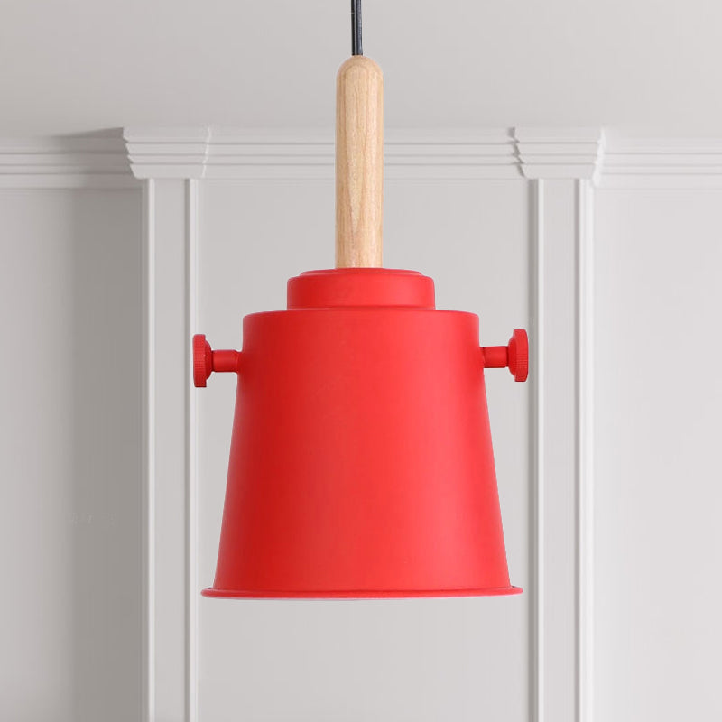 Sleek Adjustable Cord Single Light Pendant Lamp - Modern Metal and Wood Hanging Light