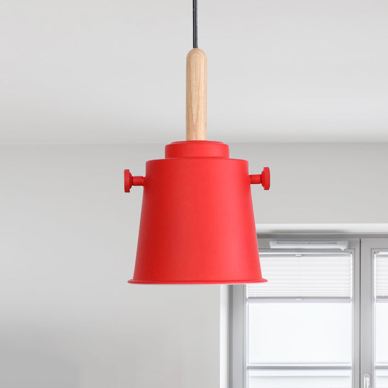 Sleek Adjustable Cord Single Light Pendant Lamp - Modern Metal and Wood Hanging Light