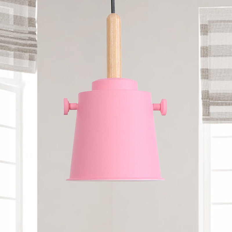 Sleek Adjustable Cord Single Light Pendant Lamp - Modern Metal and Wood Hanging Light