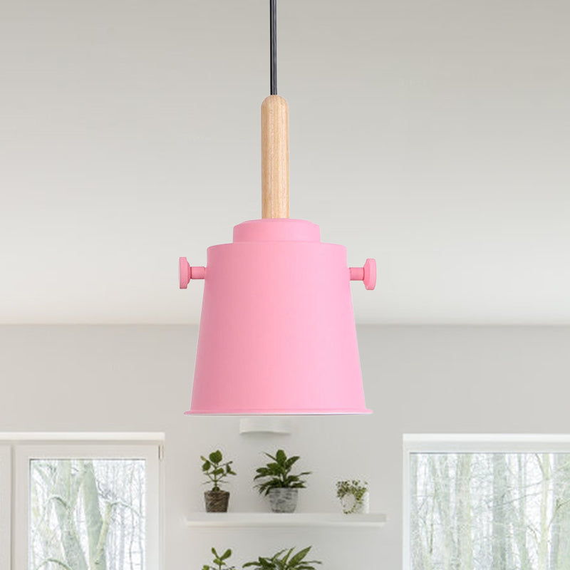 Sleek Adjustable Cord Single Light Pendant Lamp - Modern Metal and Wood Hanging Light