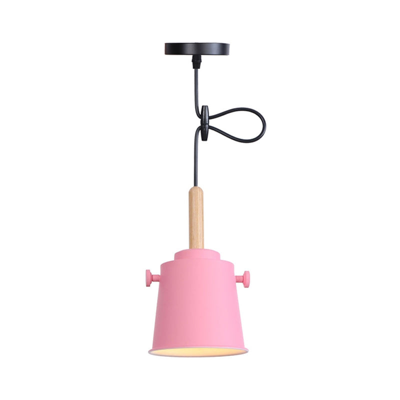 Sleek Adjustable Cord Single Light Pendant Lamp - Modern Metal and Wood Hanging Light