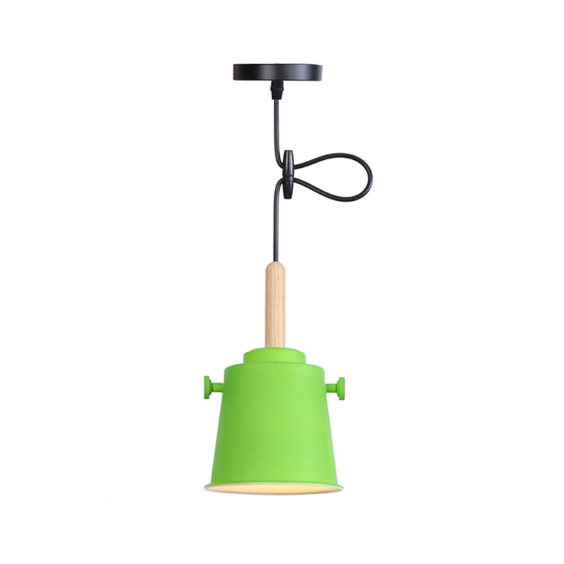 Sleek Adjustable Cord Single Light Pendant Lamp - Modern Metal and Wood Hanging Light