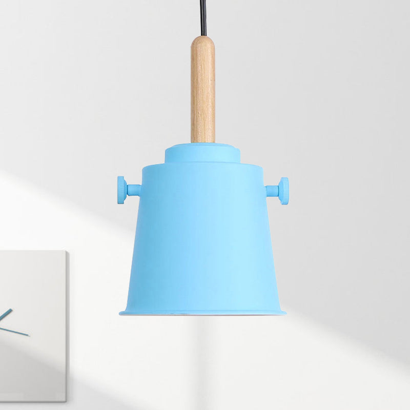 Sleek Adjustable Cord Single Light Pendant Lamp - Modern Metal and Wood Hanging Light