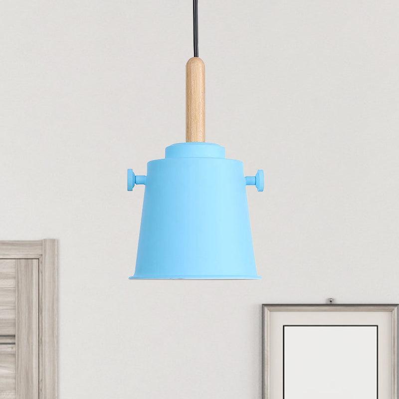 Sleek Adjustable Cord Single Light Pendant Lamp - Modern Metal and Wood Hanging Light