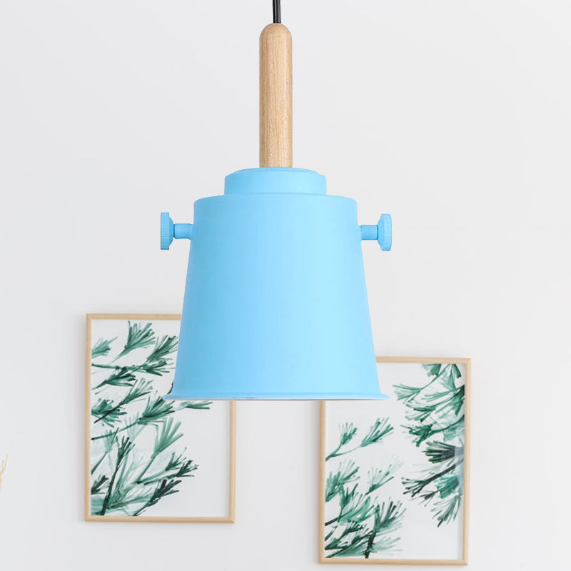 Sleek Adjustable Cord Single Light Pendant Lamp - Modern Metal and Wood Hanging Light