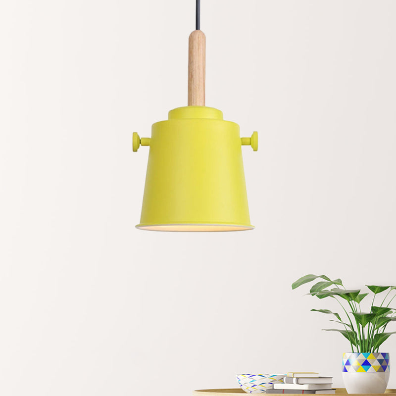 Sleek Adjustable Cord Single Light Pendant Lamp - Modern Metal and Wood Hanging Light