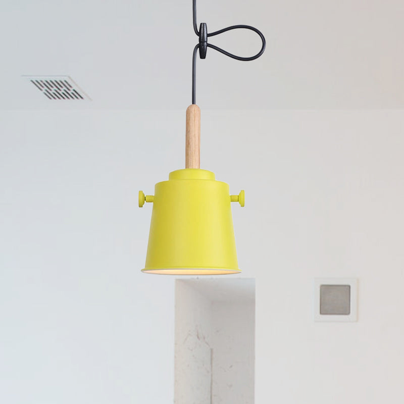 Sleek Adjustable Cord Single Light Pendant Lamp - Modern Metal and Wood Hanging Light