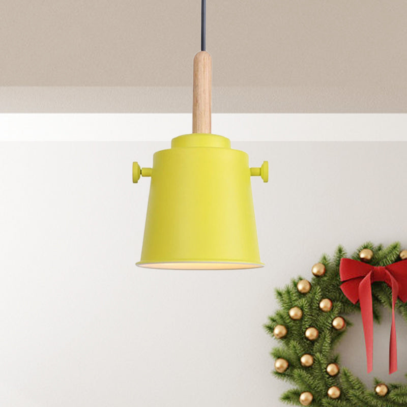 Sleek Adjustable Cord Single Light Pendant Lamp - Modern Metal and Wood Hanging Light