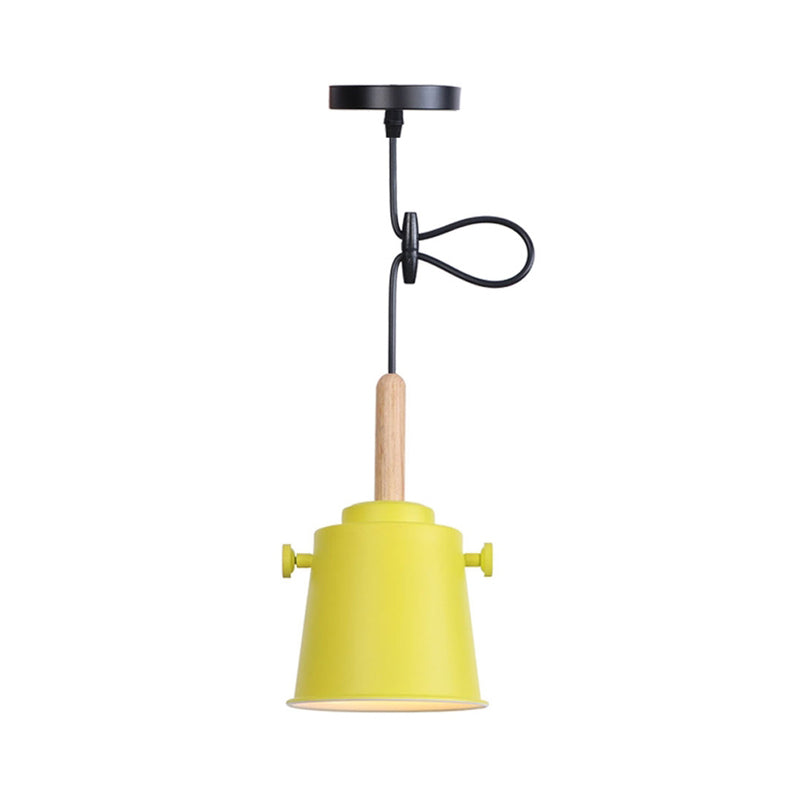 Sleek Adjustable Cord Single Light Pendant Lamp - Modern Metal and Wood Hanging Light