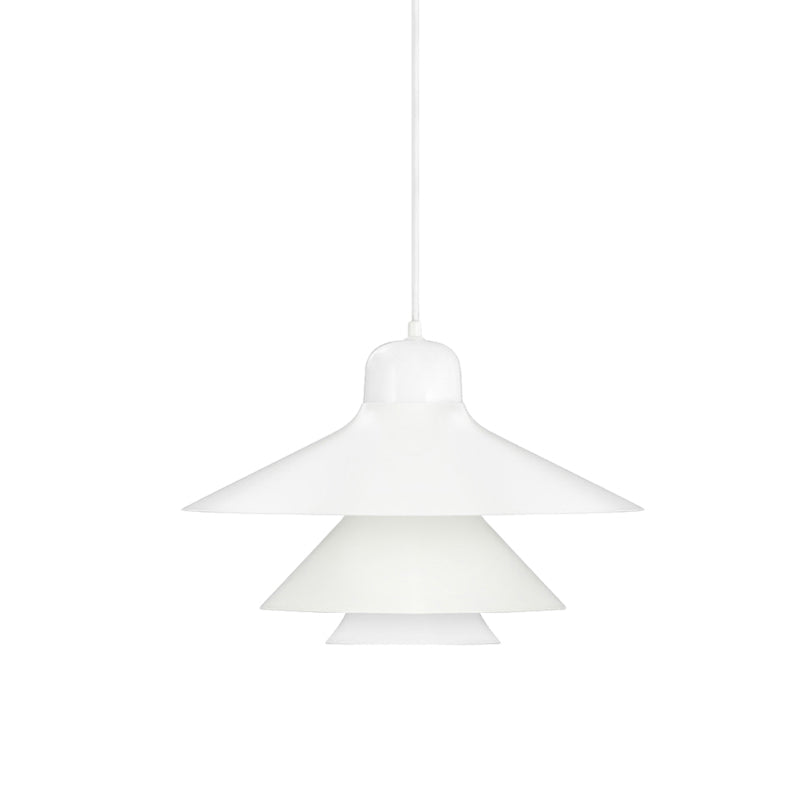 Nordic Style Tiered Cone Shade Pendant Light - Metal And Glass Gray/White/Red 1-Light Hanging