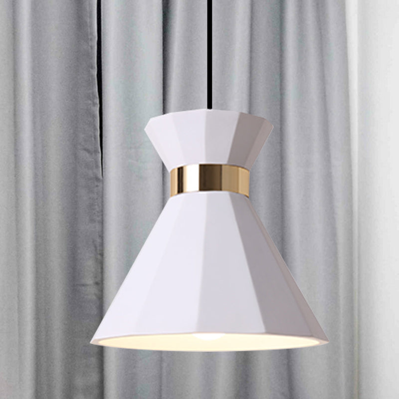 Conical Metal And Resin Nordic Suspension Lamp - 1 Light Bedside Pendant With Adjustable Cord In