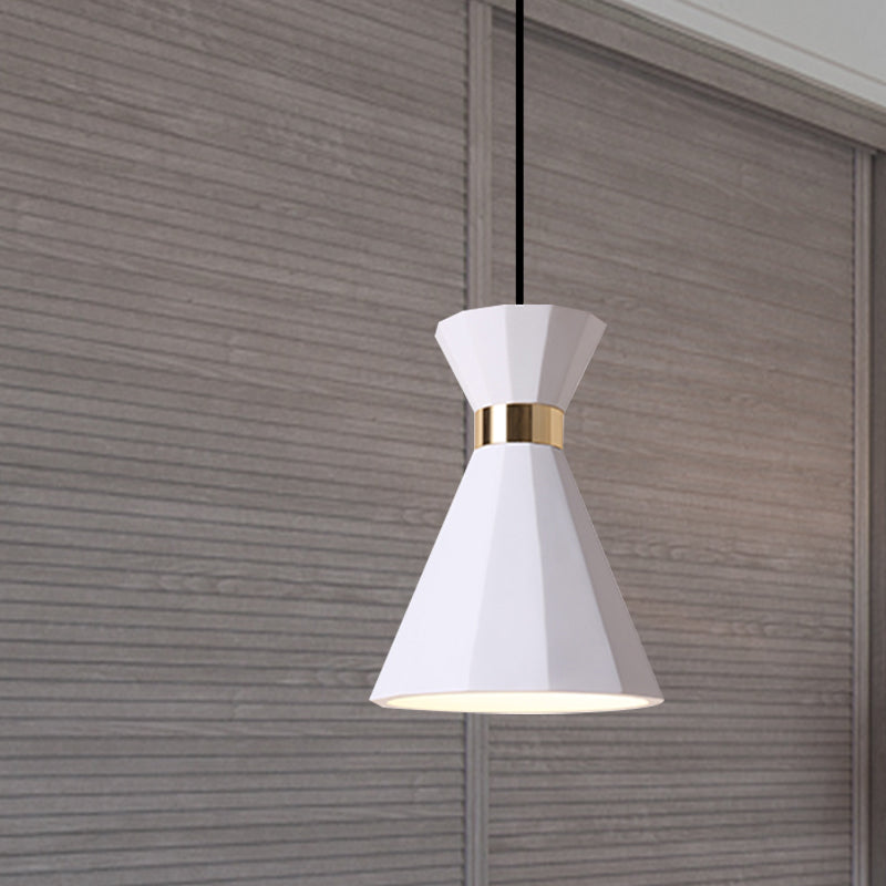 Conical Metal And Resin Nordic Suspension Lamp - 1 Light Bedside Pendant With Adjustable Cord In