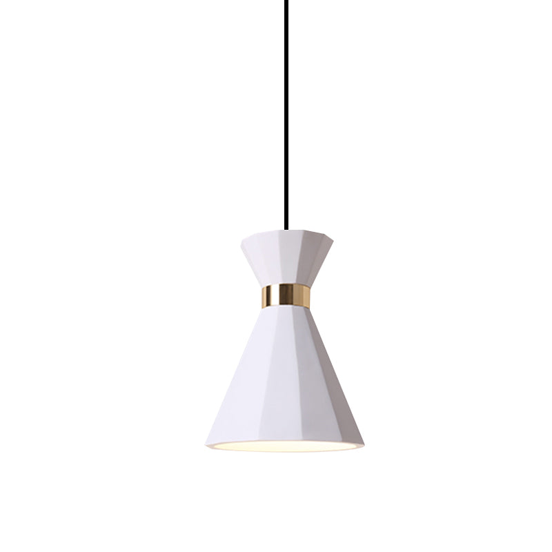 Conical Nordic Style Bedside Pendant Light - 1 Light, Adjustable Cord, Metal & Resin Construction - Available in Black, White, and Grey - 7.5"/9" W