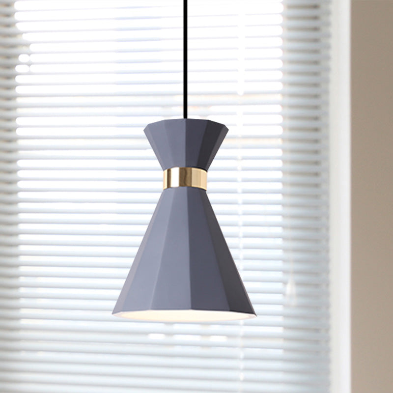 Conical Metal And Resin Nordic Suspension Lamp - 1 Light Bedside Pendant With Adjustable Cord In