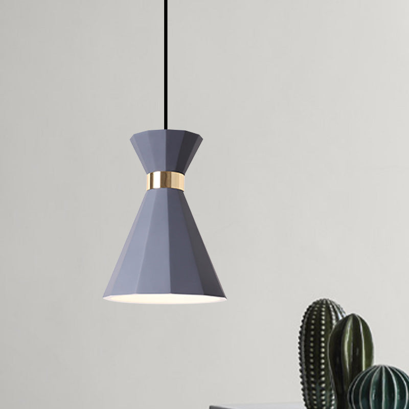 Conical Nordic Style Bedside Pendant Light - 1 Light, Adjustable Cord, Metal & Resin Construction - Available in Black, White, and Grey - 7.5"/9" W
