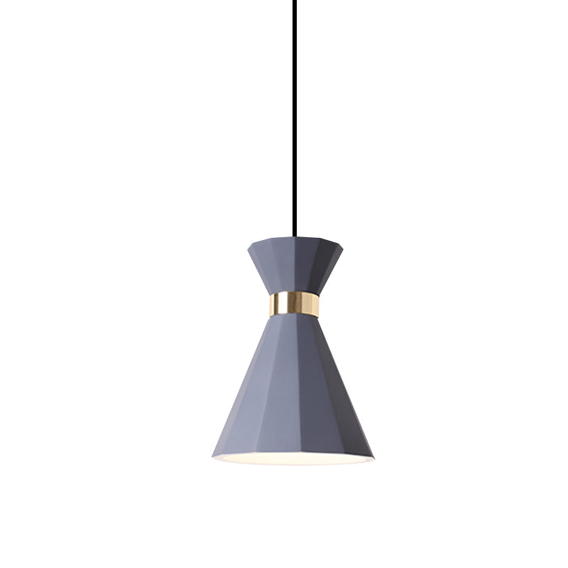 Conical Nordic Style Bedside Pendant Light - 1 Light, Adjustable Cord, Metal & Resin Construction - Available in Black, White, and Grey - 7.5"/9" W