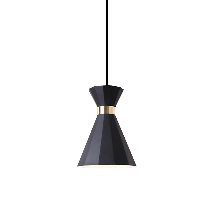 Conical Nordic Style Bedside Pendant Light - 1 Light, Adjustable Cord, Metal & Resin Construction - Available in Black, White, and Grey - 7.5"/9" W