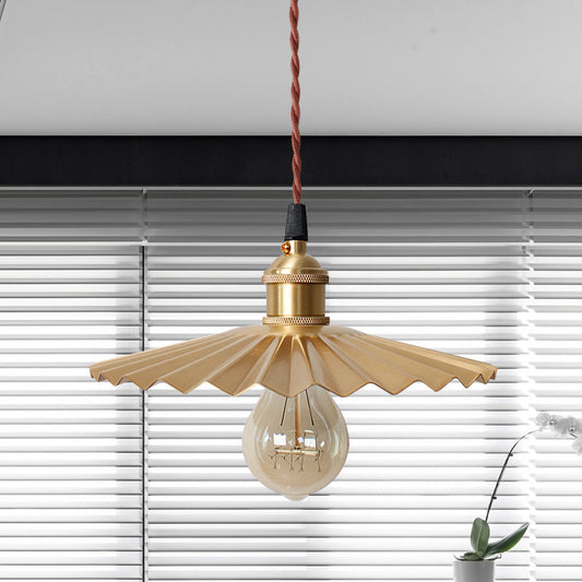 Modern Black/Red Metallic Scalloped Hanging Ceiling Light - Stylish Head Pendant for Bedside