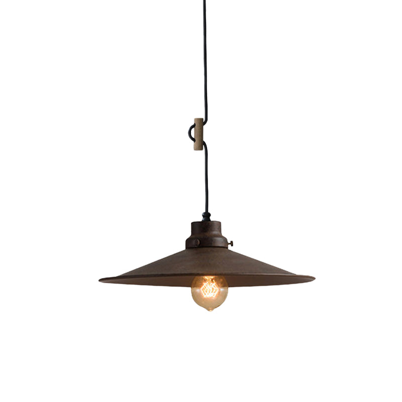 Lampe à suspension industrielle vintage en métal - 1 lampe, abat-jour évasé noir/blanc/bronze